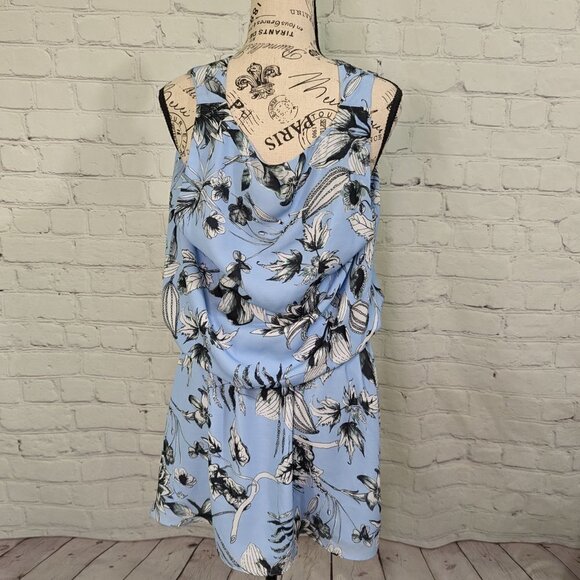 Parker Dress Faux Wrap Blue Floral L NWT - Picture 4 of 5
